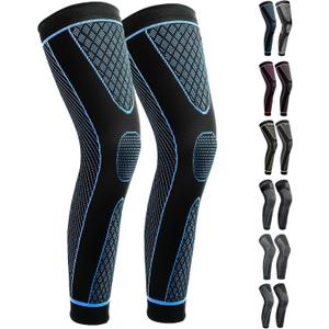 Full Leg Sleeves Long Compression Leg Sleeve Knee Sleeves Protect Leg, for Man Women Basketball, Arthritis Cycling Sport (2X-Large (1 Pair), 05_blue)