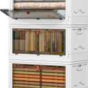 3 Tier Storage Bins with Lids 103QT - Stackable Storage Containers with Wheels, Folding Storage Boxes, Stackable Storage Bins, Closet Organizers and Storage for Living Room, Office