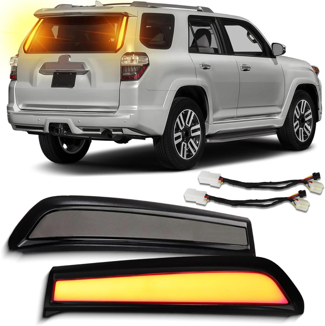 Smoked LED Rear Trunk Pillar Tail Light Column Replacement Compatible with Toyota 4Runner 2014-2024,Functuon as Brake Turn Signal Light Plug and Play