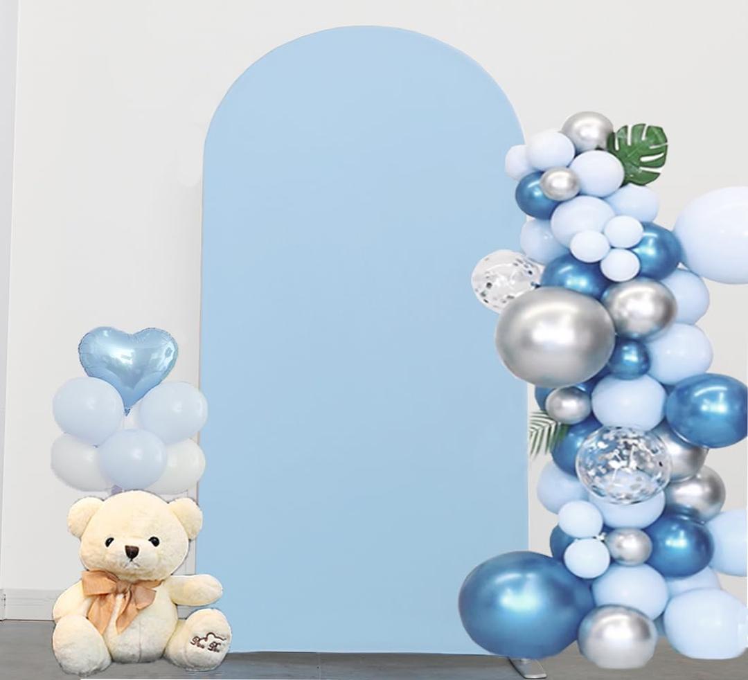 Baby Blue Chiara Arch Cover - 7.2 FT Wedding Arch with Stand - Party & Proposal Decor