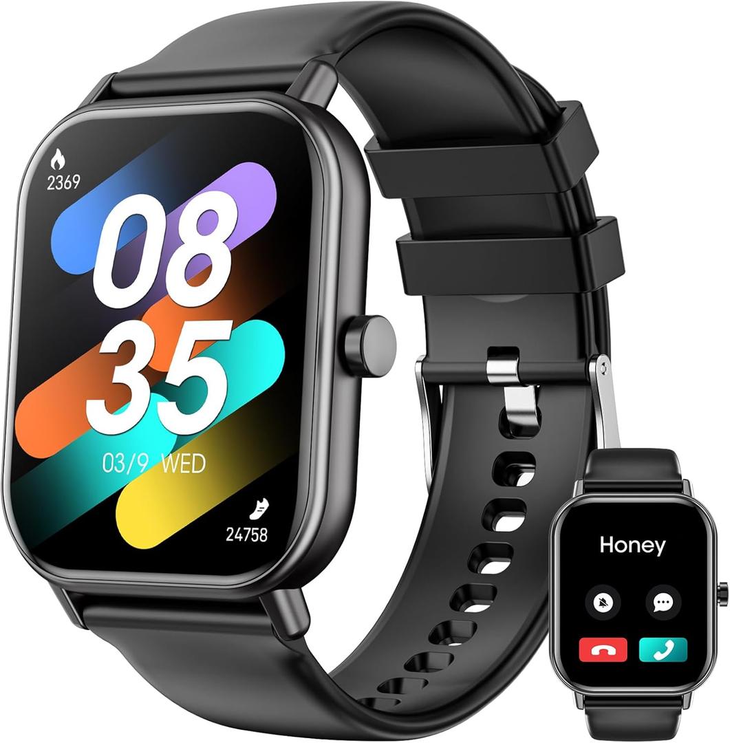 Smart Watch (Answer/Make Calls), 1.85" Smart Watches for Men Women IP67 Waterproof, 100+ Sports Modes, Fitness Tracker Watch with Heart Rate Sleep Monitor, Smartwatch for Android iOS