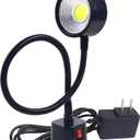 Led Magnetic Work Light 300mm Flexible Gooseneck lamp 500 Lumens 120 Volt for Sewing Machine Lathe Milling Drill Press Industrial Lighting (Magnets Base, 5W)
