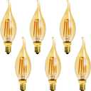 6-Pack E14 4W C35 Dimmable LED Filament Bulb, 2200K Warm White 400LM Edison Candle Flame Shape Bent Tip Light Bulb, C35 Amber Glass Globe Cover, 40 Watt Equivalent, AC 110V
