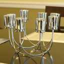 Seraphic Iron Round Table Decor Centerpiece Decorations Candle Holder for Weddings, Outdoor Patio, Kitchen, Dining Room, and Coffee Tables, Glass Votive Tealight Holders, Silver, 8 Silver Cups