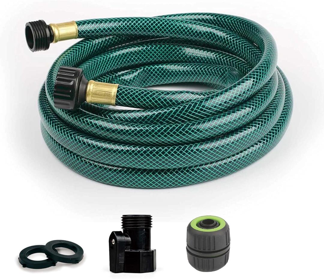 Garden Hose Durable for Patio Cleaner: Heavy Duty 15 FT 1/2 Inch PVC Hose with GHT Fittings for High-Pressure Watering Tasks (Green)