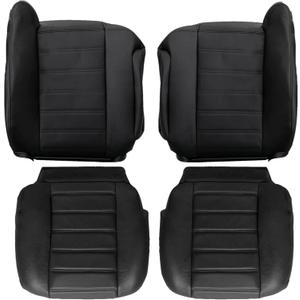 GXARTS Front Driver and Passenger Side Bottom & Top Back Replacement Leather Seat Covers Black #482 Fit for Hummer H2 2003 2004 2005 2006 2007