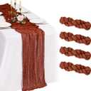 4 Pack Cheesecloth Table Runner 10FT Terracotta Fall Table Runner Boho Gauze Cheese Cloth Table Runners Long Rustic Sheer Table Decorations for Wedding Party Baby Bridal Shower Birthday Holiday Home