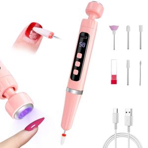 Nail Drill UV LED Cordless Nail Drill Pen for Home DIY Manicure Pedicure Rechargeable, Portable, Multi Function Nail File Kit (Pink) Nail Drill UV LED Cordless Nail Drill Pen for Home DIY Manicure Pedicure Rechargeable, Portable, Multi Function Nail File Kit (Pink)
