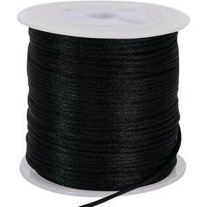 TONIFUL 1.5mm x 50 Yards Black Nylon Cord Satin String for Bracelet Jewelry Making Rattail Macrame Trim Cord Necklace Bulk Beading Thread Kumihimo Chinese Knot Craft