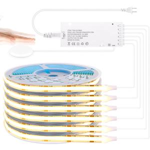 COB LED Strip Light Kit-6pcs 6.56FT Self-Adhesive LED Light Parallel with Dimmable Touch Sensor Switch, Led Light Strip for Wood Slat Wall Panels, Home Decor, Under Cabinet Strip Light (Warm White)