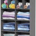 6 Tier Hanging Closet Organizer, 16 Compartments Sweater Organizer for Closet with 3 Sturdy Hooks, Closet Organizers and Storage, Wardrobe, Rv, Garment Rack, Grey
