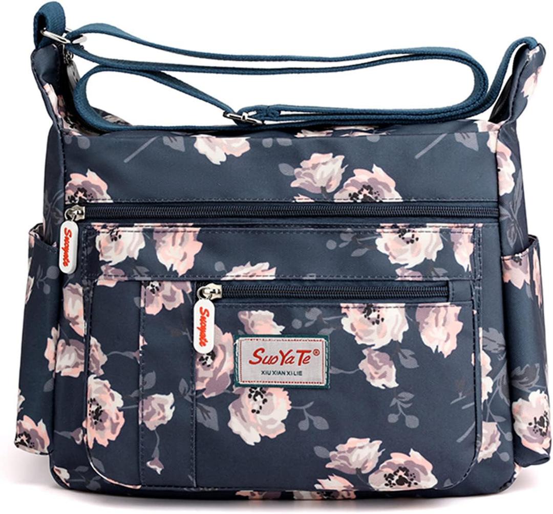 Cross-body Bag Women's Multi Pocket Nylon Messenger Bag Shoulder Bag Lightweight Travel Handbag