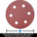 50 PCS 9 Inch 6 Hole 80 Grit Drywall Sanding Discs - 9" Hook & Loop Aluminum Oxide Sander Disc Grinding Abrasive Sandpaper for Powe Drywall Sander Wood Furniture Finishing