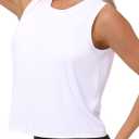 e Silk Workout Tops for Women Quick Dry Muscle Gym Running Shirts Sleeveless Flowy Yoga Tank Tops (White, Small)