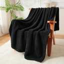 Exclusivo Mezcla Black Fleece Throw Blanket for Couch Sofa, Soft Warm and Fluffy Blankets for Women, Suitable for All Seasons, 50x60 Inches
