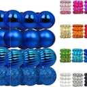 2 x Emopeak 24Pcs Christmas Balls Ornaments for Xmas Christmas Tree - 4 Style Shatterproof Christmas Tree Decorations Hanging Ball for Holiday Wedding Party Decoration (Navy Blue, 1.3"/3.2CM)