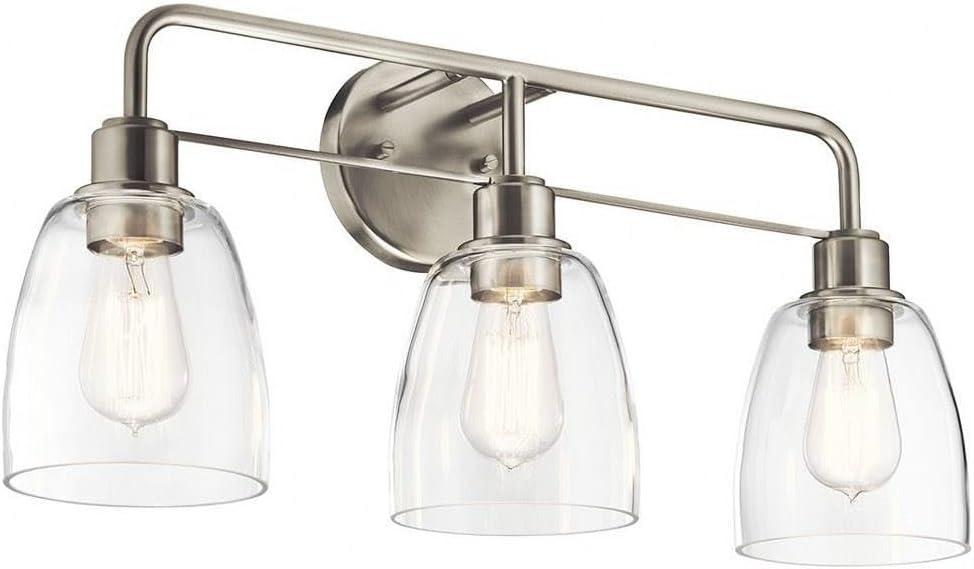 Kichler Meller 3-Light Industrial Vanity Light, Brushed Nickel