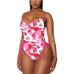 Viottiset Women's Ruched High Cut One Piece Swimsuit Tummy Control Bathing Suit Monokini, (Medium)