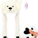 Animal Hat with Ears Moving Jumping Pop Up Beating Hat Plush Holiday Cosplay Dress Up Funny Gift for Kids