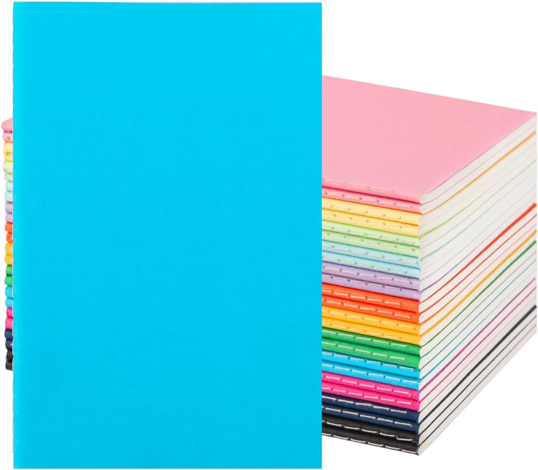 24 Pack Colorful Lined Notebooks for Writing, Journals Bulk, A5 Composition Books, 8.3x5.5 Inch, 60 Pages, 30 Sheets Sketchbooks for Office School Travel Supplies (Lined-24 pack, 12 Colors)
