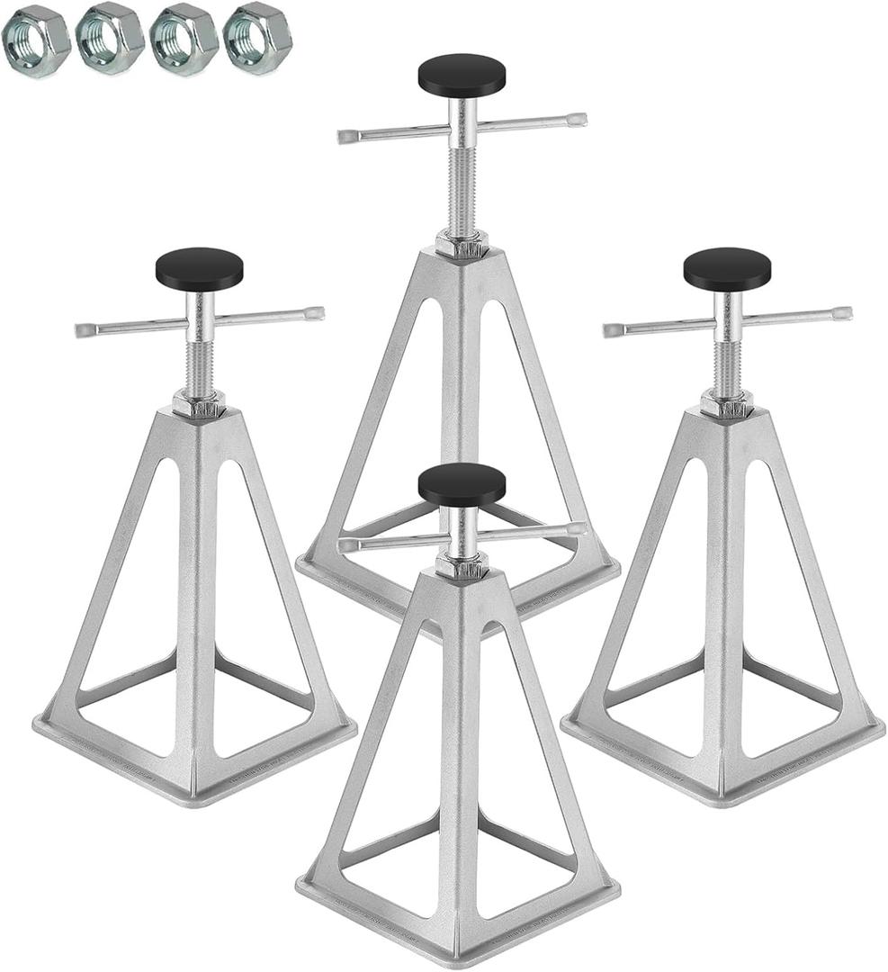 BOYISEN RV Stabilizer Jacks Set of 4Aluminum Screw Jack Stands Adjustable from 11-17 Inch, Single Stabilizer Jacks for Travel Trailer Support up to 6000 Lbs
