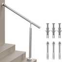 Hand Rails for Steps, 3 Step Stainless Steel 304 Single Post Stair Handrail Wall Mount, Indoor Outdoor Stair Railing Kit, Porch Safety Grab Rail Bar for Seniors