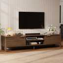 IKALIFE TV Stand for Living Room - up to 85 Inch TVs Mid Century Modern Entertainment Center with Storage and Adjustable Shelves, Media Console Table Walnut 80"