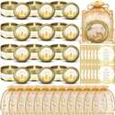 MTLEE 12 Sets Ramadan Gifts Eid Al Adha Islamic Muslim Candles with Organza Bag and Cards Eid Candles Allah Arabic Favors Ramadan Party Supplies Gifts for Muslim Islam Festival Holiday Decor(Gold)