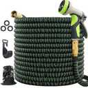 75 ft Expandable Garden Hose - Kink Free Flexible Water Hose with Thumb-Controlled 10-Function Nozzle, 3/4 Solid Brass Connectors, Retractable Latex Core - Lightweight Expanding Hose