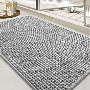 tchdio Soft Chenille Bath Mat-Super Absorbent Bathroom Mat Quick Dry- Rubber Backed Bath Mats for Bathroom Floor Non Slip- Machine Washable Bathroom Rugs Front of Bathtub,Shower Room, (1'5" x 4'11")