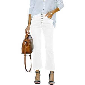 Women's High Waisted Crop Flare Jeans for Women Cropped Bell Bottom Jeans for Women Denim Pants with Live Hem (X-Large, B17_white)