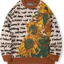 Mens Crewneck Sweaters Graphic Comfortable Casual Knit Fall Winter Sweater Oversized Pullovers (M)