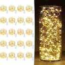 20 Pack Fairy Lights Battery Operated 7ft 20 LED Mini String Lights Twinkle Lights Silver Wire Firefly Starry Lights for Mason Jars Wedding Party Christmas Centerpiece Table Decorations, Warm White