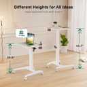 Gibbon Mounts Mobile Standing Desk, Height Adjustable Rolling Laptop Desk, 27 inches Portable Sit Stand Desk with Wheels and Hook, Pneumatic Computer Table, White