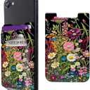 Rossy Cell Phone Wallet Adhesive Card Holder Stick on Wallet Pocket Lycra Credit Card ID Case With Wildflowers Stylish Pattern for Back of Phone for All Smartphones