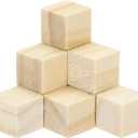 MECCANIXITY Crafts Wooden Cube 50 Pcs Square Natural Solid Wood Crafts Blocks for DIY Projects, Puzzle Making, Letters and Stamps for Home Decoration