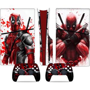 Toxxos Skin Compatible with PS5 - Slim Disc Edition Console and Controller Accessories Cover Skins Controller Skin Gift Skins for Console Full Set Skin Dead Red and White