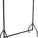 Amazon Basics Heavy Duty Portable Rolling Garment Rack, Hanging Clothes Organizer Rail for Display and Storage, Easy to Assemble, 19 x 60 x 48 inches, Black