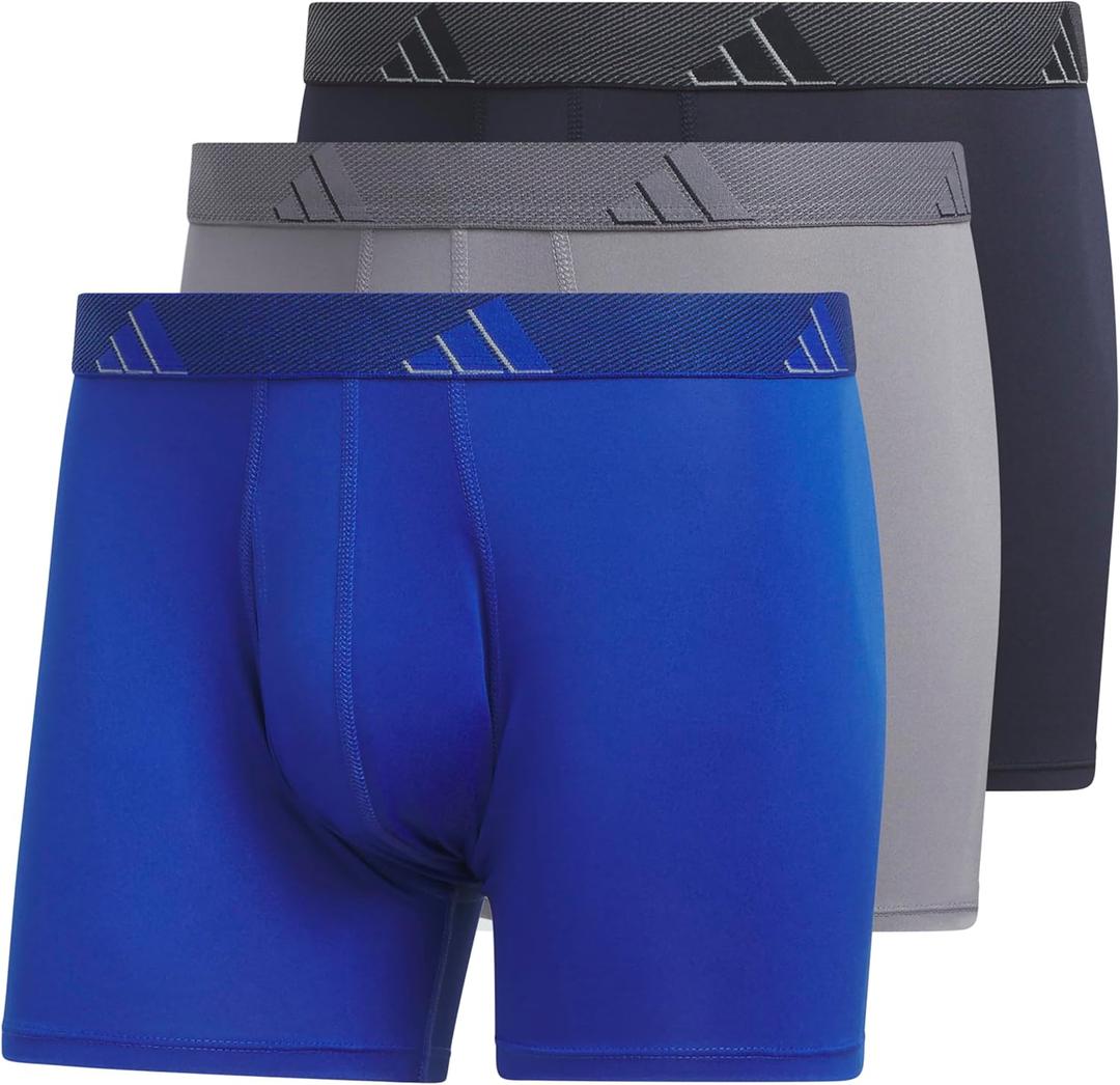 adidas Men's Stretch Cotton Boxer Brief Underwear (3-Pack) -2020 (Large, Team Royal Blue/Grey/Legend Ink Blue/Microfiber)