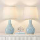 19.4" Modern Sky Blue Table Lamp Set of 2-Bedside Lamps for Nightstand, Bedroom Lamp for Living Room Desk End Table Office Guest Room Dresser