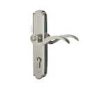 Storm Door Handle Replacement Kit With Lock and Key, Silver Security Door Lever Handle Lock Set for Interior Patio Storm Door, Waterproof and Anti-Rust Door Handle Lock Replacement (Silver)