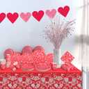 Gatherfun Valentine's Day Party Supplies Hot Heart Love Disposable Paper Plates Napkins Cups plastic Tablecloth with Banner for Valentine's Day, Engagements, Anniversary, Birthday Party Serve 25