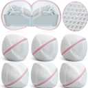 6 Pieces Bra Washing Bag for Laundry Mesh Wash Lingerie Underwear Brassiere Washing Bags with Zipper for Women Laundry Storage,(Gray) (Pink)
