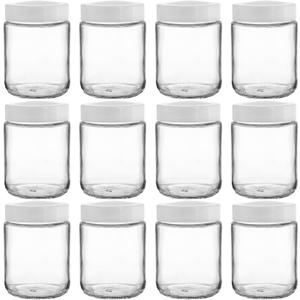 Suwimut 12 Pack Glass Mason Jars, 8 oz Regular Mouth Small Glass Canning Jars Storage Containers with Airtight Lids for Jelly, Jam, Honey, Beans, Pickles, Spice, Yogurt, Food Storage