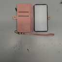 Defencase for iPhone 16E Case Wallet with RFID Blocking Card Holder Slots for Women Men, Elegant PU Leather Magnetic Snap Flip Wristlet Strap Zipper Wallet Phone Cases for iPhone 16e 2025, Pink