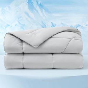 Bedsure Cooling Comforter Queen Size- Cooling Blankets for Hot Sleepers, Q-Max>0.4, Breathable & Lightweight Double Sided Cool Bed Comforter，Summer Duvet Insert, Grey, 88x88 Inches