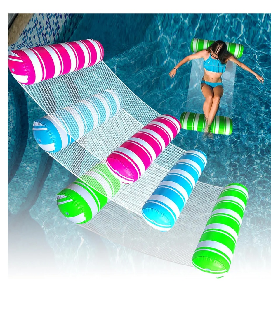 3 Pack Inflatable Pool Floats Adult Size Water Hammock,Pool Floaties Toys,4-in-1 Multi-Purpose Floats for Swimming Pool,Pool Rafts Lounge Chairs Floating,for Adults Vacation Fun and Rest