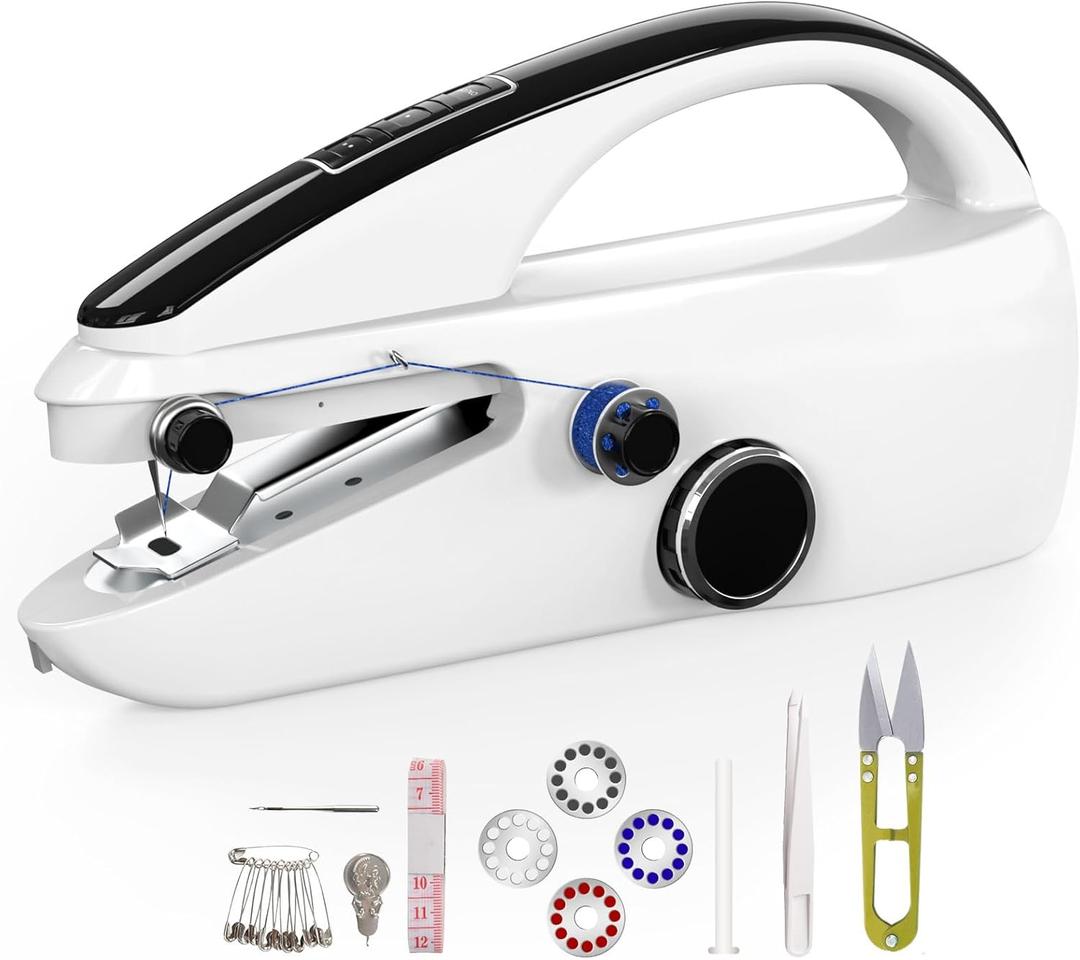 Handheld sewing machine, portable, mini fast sewing speed, suitable for sewing clothes, fabric, DIY Home sewing for beginnersWhite
