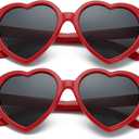 JOVAKIT Kids Polarized Heart Shaped Sunglasses for Girls Age 3-18, Fashion Lovely Rave Party Sun Glasses UV Protection (Two Pack: (Red/Grey+red/Grey))