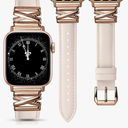 Minyee Leather Band Compatible with Apple Watch 42/41/40/38/44/45/46/49mm Women,Dressy Slim Premium Leather Strap with Designer X-Shape Metal Buckle for iWatch Series 11 10 9 8 7 6 5 4 SE/Ultra 3 2 1